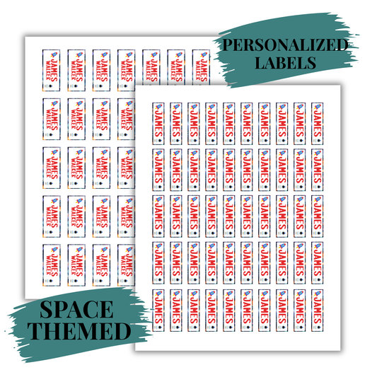 Space Theme School Labels Waterproof