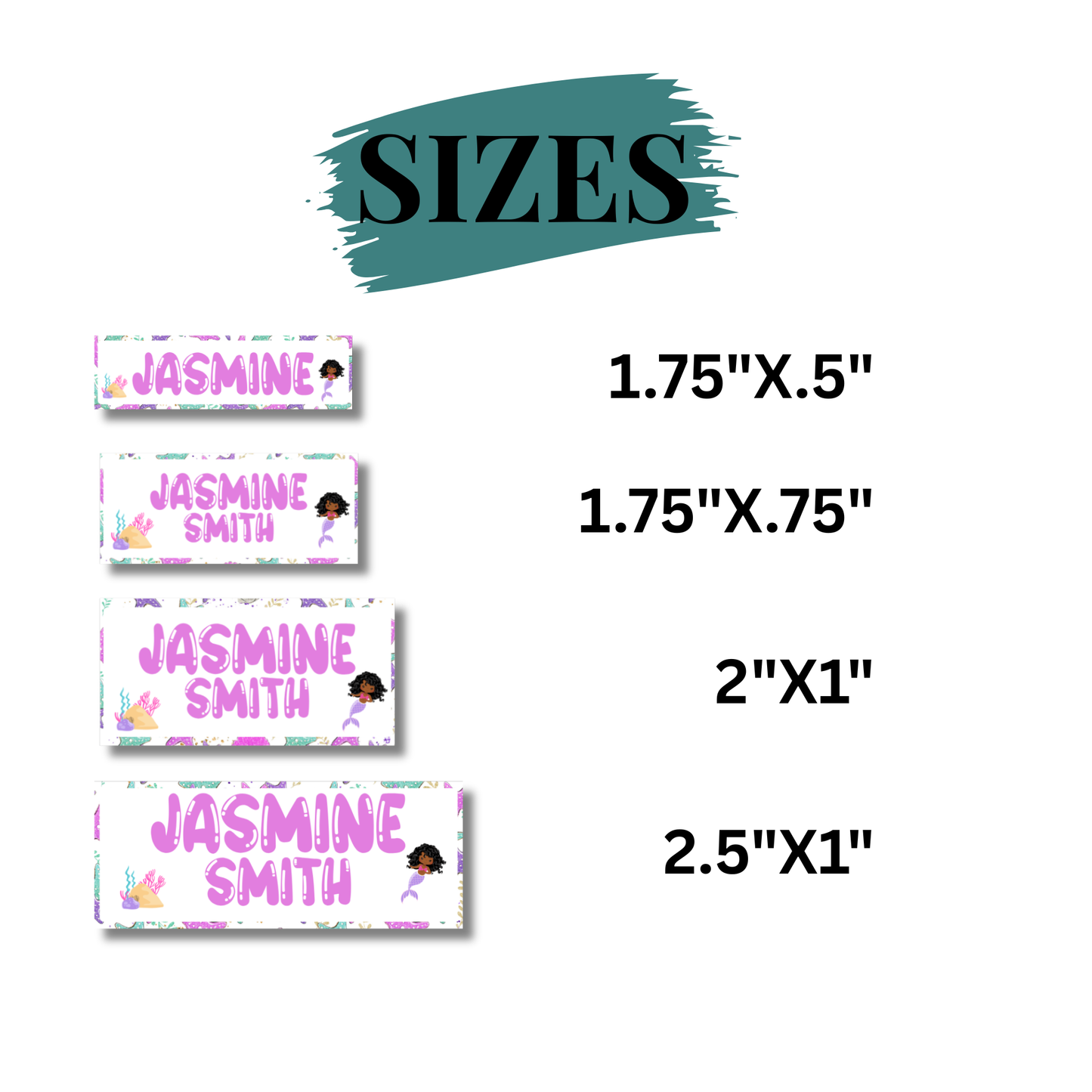 Mermaid Theme School Labels Waterproof
