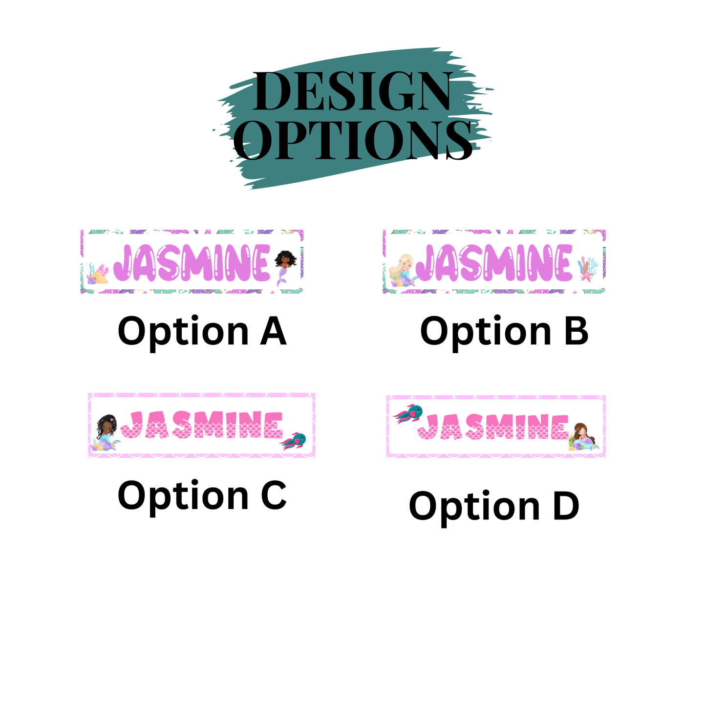 Mermaid Theme School Labels Waterproof
