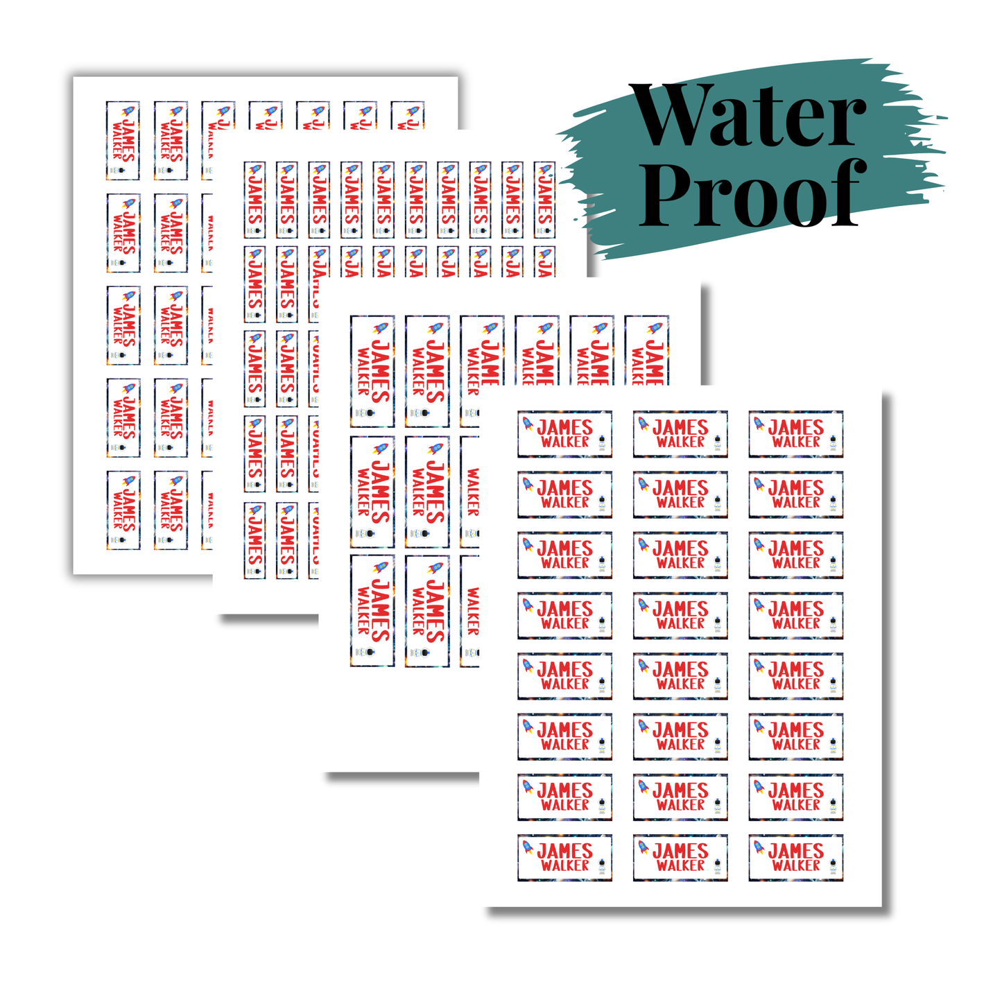 Space Theme School Labels Waterproof