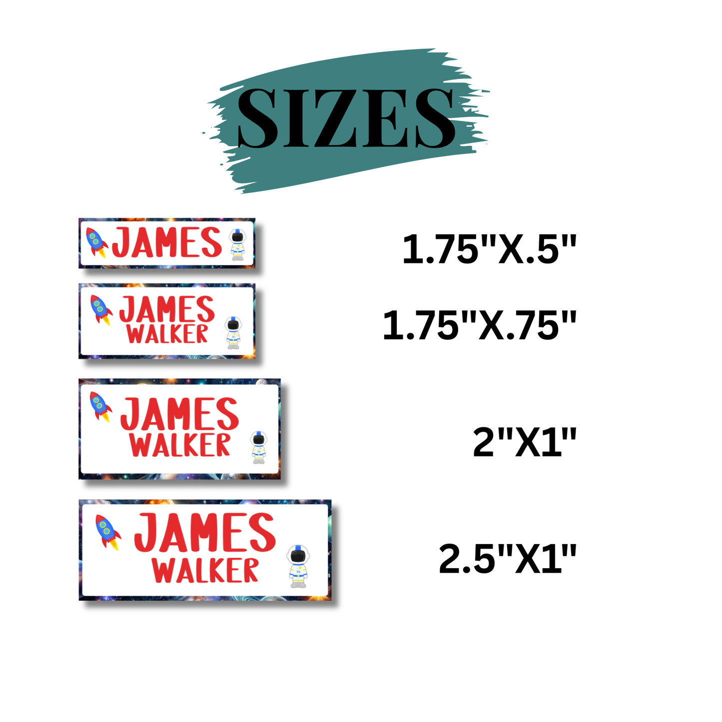 Space Theme School Labels Waterproof