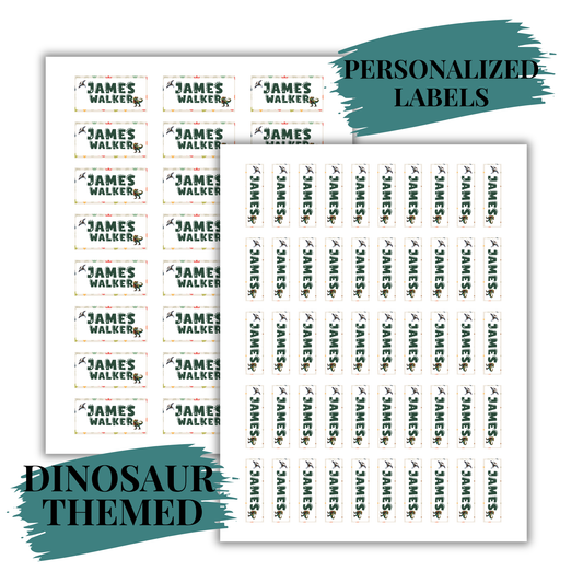 Dino Theme School Labels Waterproof