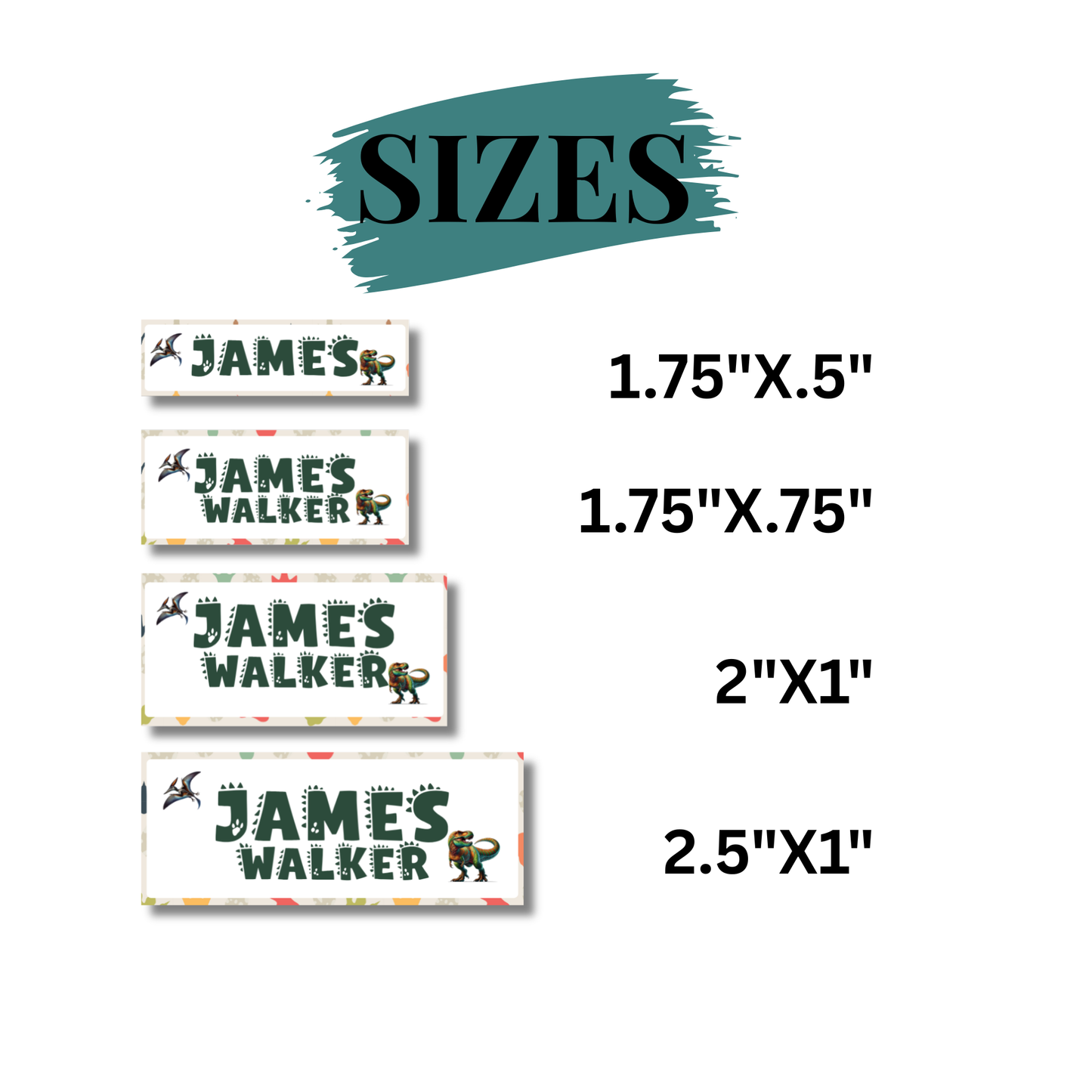 Dino Theme School Labels Waterproof