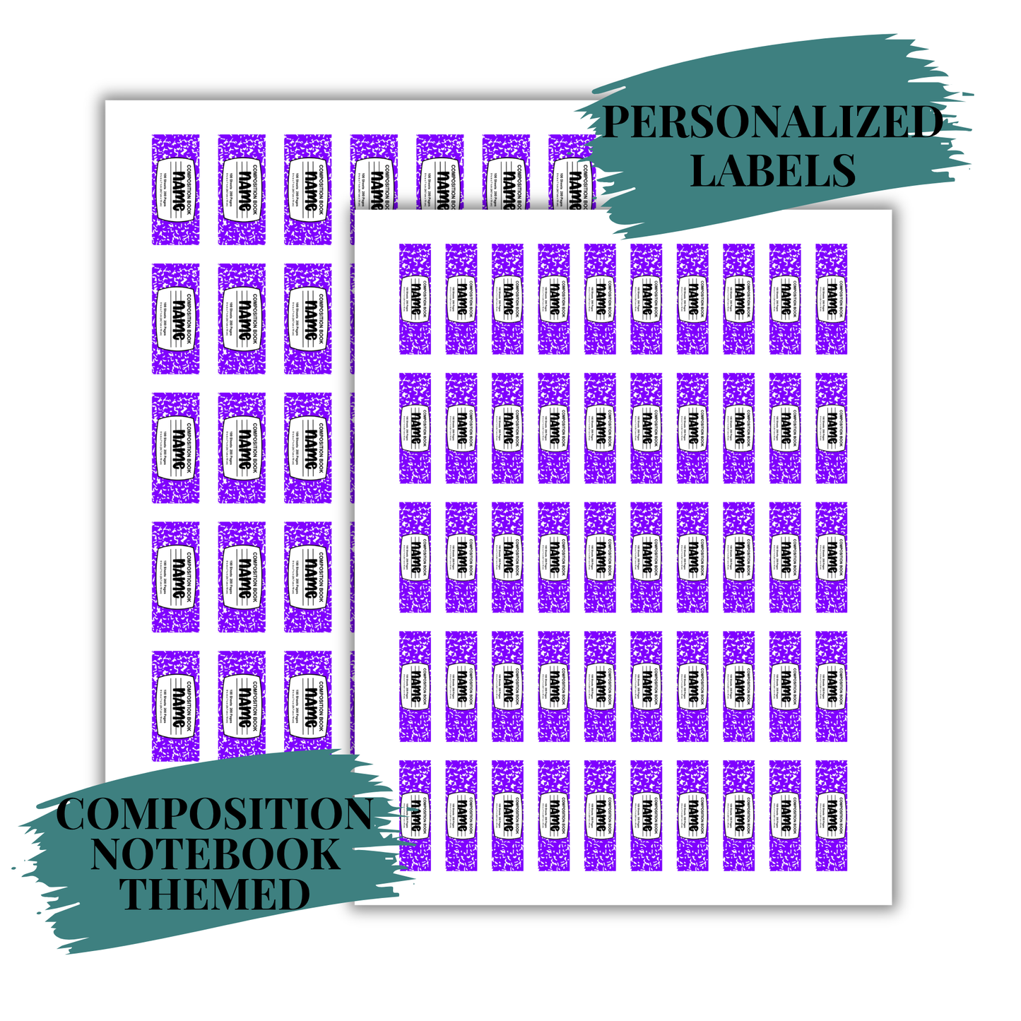 Composition Notebook Theme School Labels Waterproof