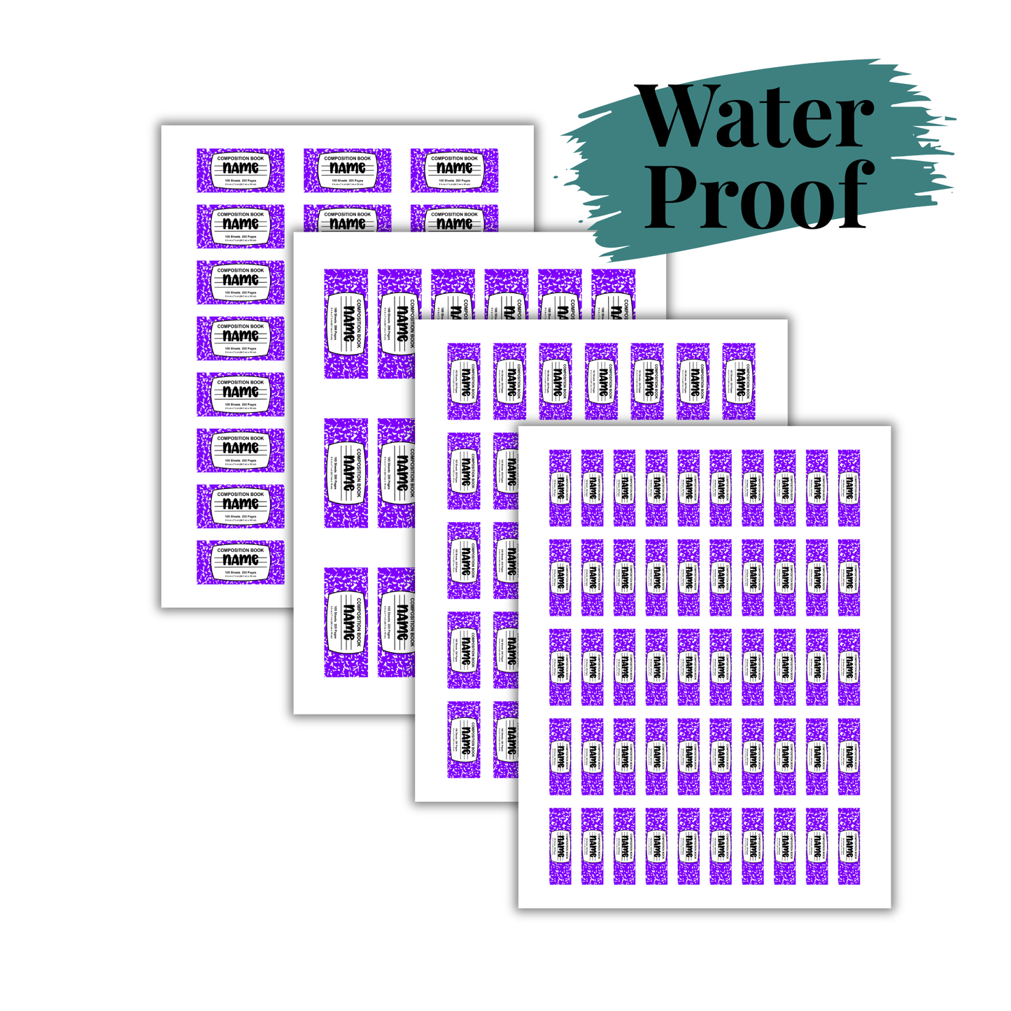 Composition Notebook Theme School Labels Waterproof