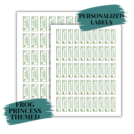 Frog Princess Personalized School Labels Waterproof