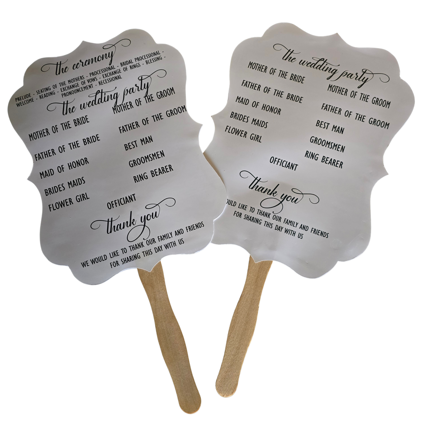 Custom Double-Sided Wedding Program Fans