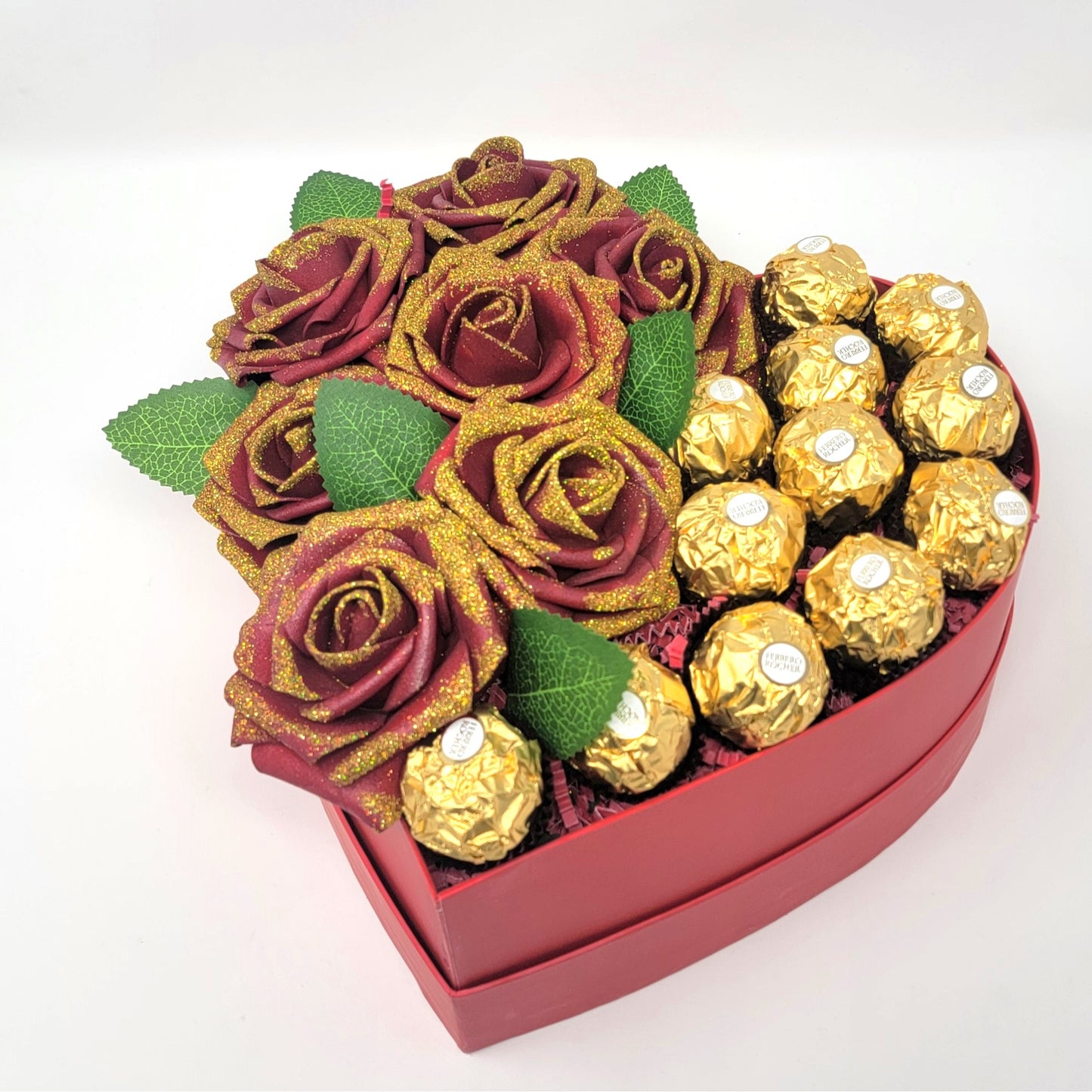 Glitter Rose and Chocolate Heart Box