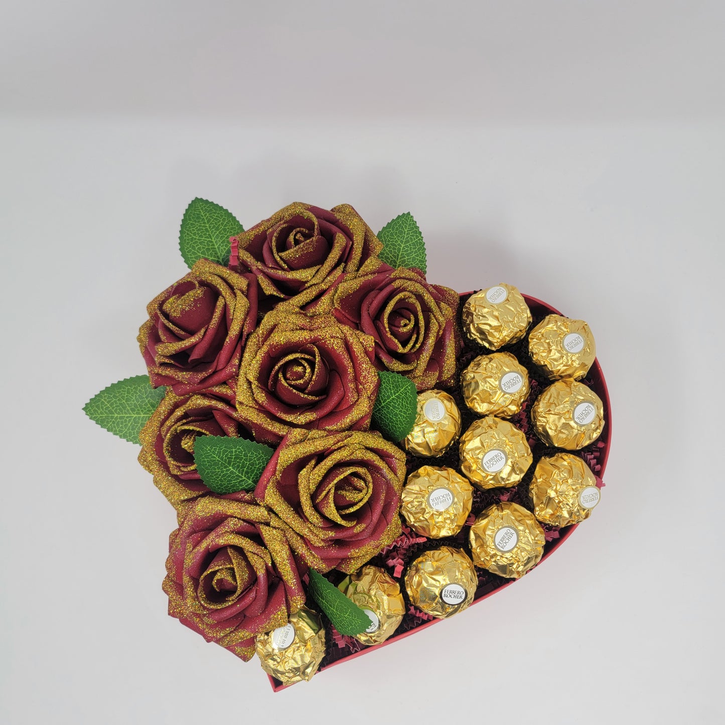 Glitter Rose and Chocolate Heart Box